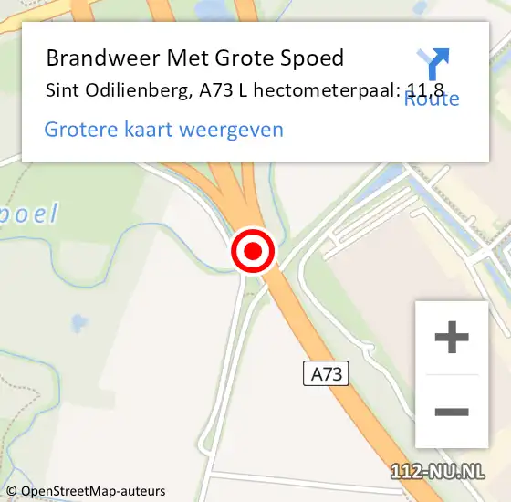 Locatie op kaart van de 112 melding: Brandweer Met Grote Spoed Naar Sint Odilienberg, A73 L hectometerpaal: 11,8 op 3 april 2017 08:51