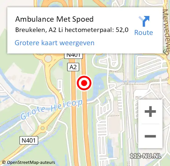 Locatie op kaart van de 112 melding: Ambulance Met Spoed Naar Breukelen, A2 L hectometerpaal: 49,3 op 3 april 2017 10:12