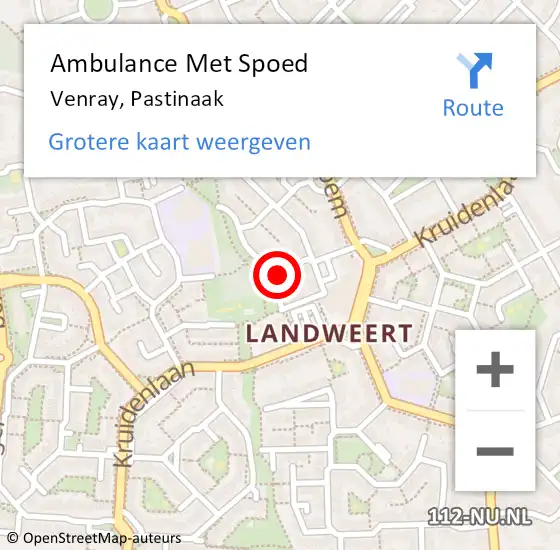 Locatie op kaart van de 112 melding: Ambulance Met Spoed Naar Venray, Pastinaak op 3 april 2017 15:21