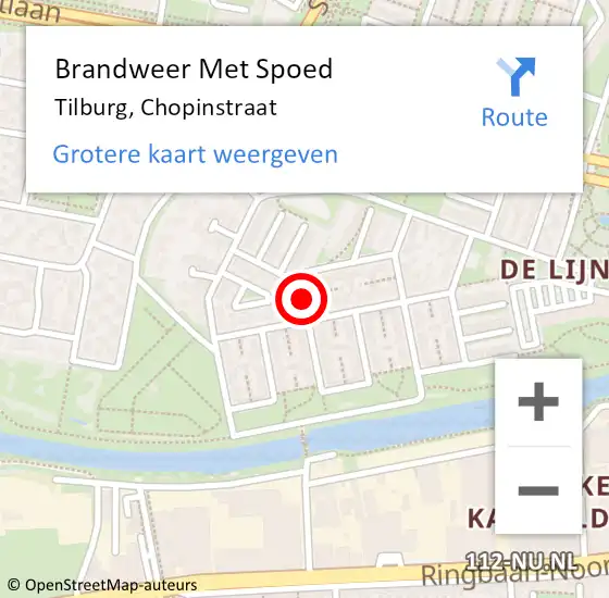 Locatie op kaart van de 112 melding: Brandweer Met Spoed Naar Tilburg, Chopinstraat op 3 april 2017 15:30