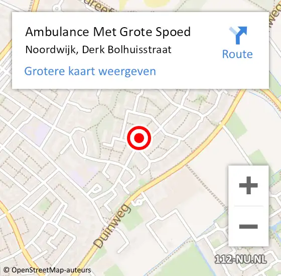 Locatie op kaart van de 112 melding: Ambulance Met Grote Spoed Naar Noordwijk, Derk Bolhuisstraat op 3 april 2017 18:18