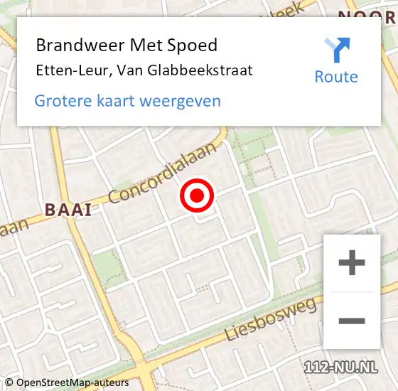 Locatie op kaart van de 112 melding: Brandweer Met Spoed Naar Etten-Leur, Van Glabbeekstraat op 3 april 2017 19:32