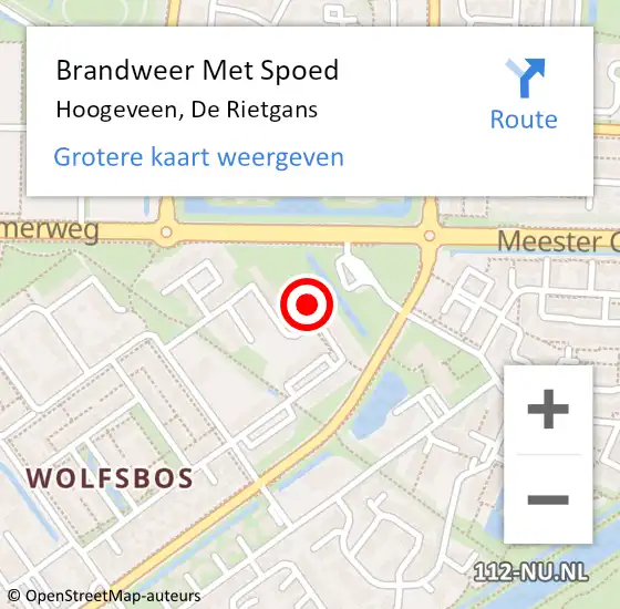 Locatie op kaart van de 112 melding: Brandweer Met Spoed Naar Hoogeveen, De Rietgans op 4 april 2017 09:04