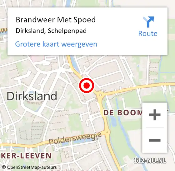 Locatie op kaart van de 112 melding: Brandweer Met Spoed Naar Dirksland, Schelpenpad op 16 januari 2014 07:53