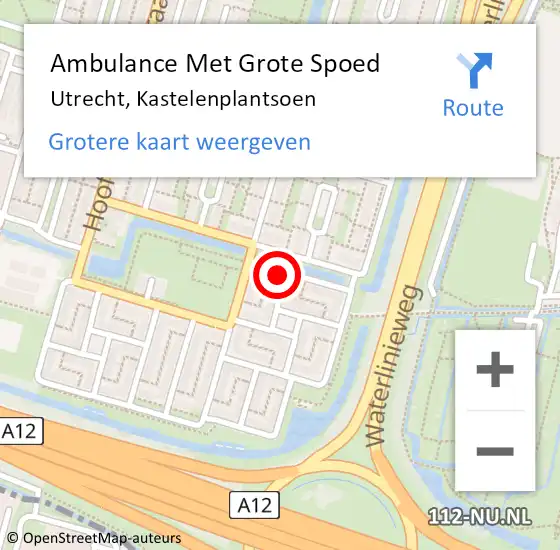 Locatie op kaart van de 112 melding: Ambulance Met Grote Spoed Naar Utrecht, Kastelenplantsoen op 4 april 2017 18:21