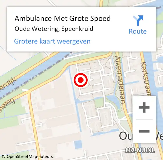 Locatie op kaart van de 112 melding: Ambulance Met Grote Spoed Naar Oude Wetering, Speenkruid op 4 april 2017 19:02