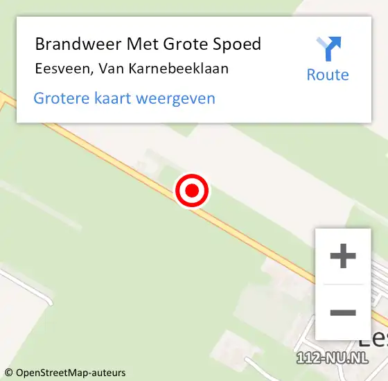 Locatie op kaart van de 112 melding: Brandweer Met Grote Spoed Naar Eesveen, Van Karnebeeklaan op 4 april 2017 23:17