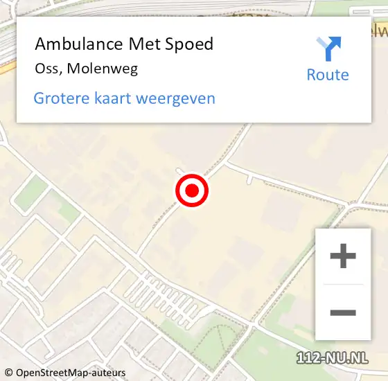 Locatie op kaart van de 112 melding: Ambulance Met Spoed Naar Oss, Molenweg op 5 april 2017 00:54