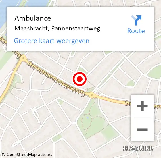 Locatie op kaart van de 112 melding: Ambulance Maasbracht, Pannenstaartweg op 5 april 2017 12:14