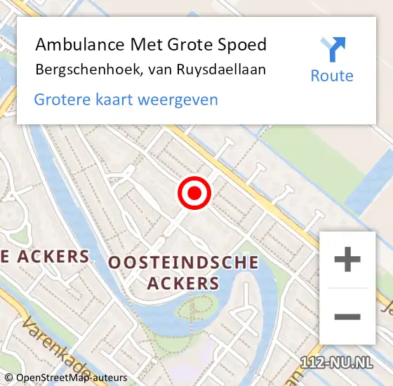 Locatie op kaart van de 112 melding: Ambulance Met Grote Spoed Naar Bergschenhoek, van Ruysdaellaan op 5 april 2017 13:53