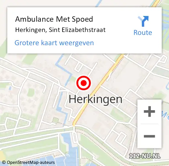 Locatie op kaart van de 112 melding: Ambulance Met Spoed Naar Herkingen, Sint Elizabethstraat op 5 april 2017 19:24