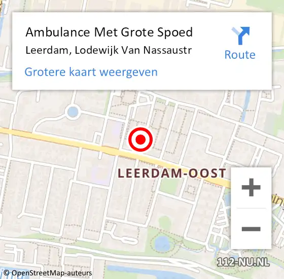 Locatie op kaart van de 112 melding: Ambulance Met Grote Spoed Naar Leerdam, Lodewijk Van Nassaustr op 6 april 2017 02:39