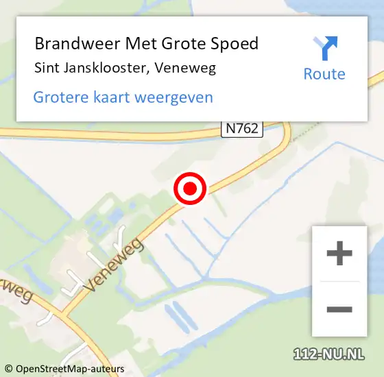 Locatie op kaart van de 112 melding: Brandweer Met Grote Spoed Naar Sint Jansklooster, Veneweg op 6 april 2017 14:41
