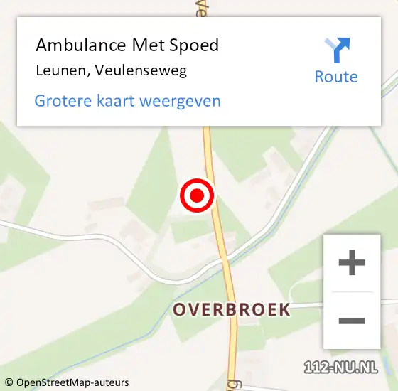 Locatie op kaart van de 112 melding: Ambulance Met Spoed Naar Leunen, Veulenseweg op 19 september 2013 13:40