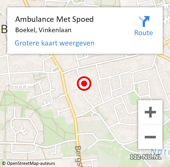 Locatie op kaart van de 112 melding: Ambulance Met Spoed Naar Boekel, Vinkenlaan op 6 april 2017 20:41