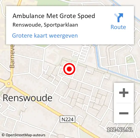 Locatie op kaart van de 112 melding: Ambulance Met Grote Spoed Naar Renswoude, Sportparklaan op 6 april 2017 20:49
