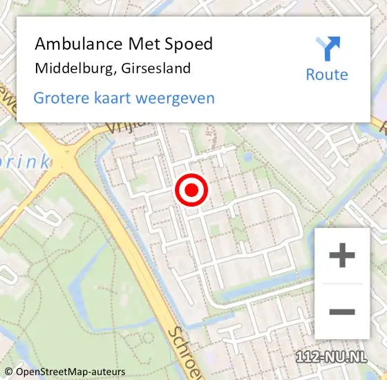 Locatie op kaart van de 112 melding: Ambulance Met Spoed Naar Middelburg, Girsesland op 7 april 2017 01:12