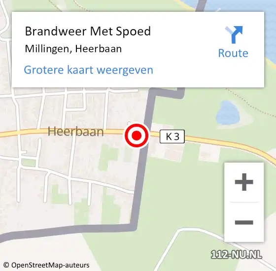 Locatie op kaart van de 112 melding: Brandweer Met Spoed Naar Millingen, Heerbaan op 7 april 2017 07:34