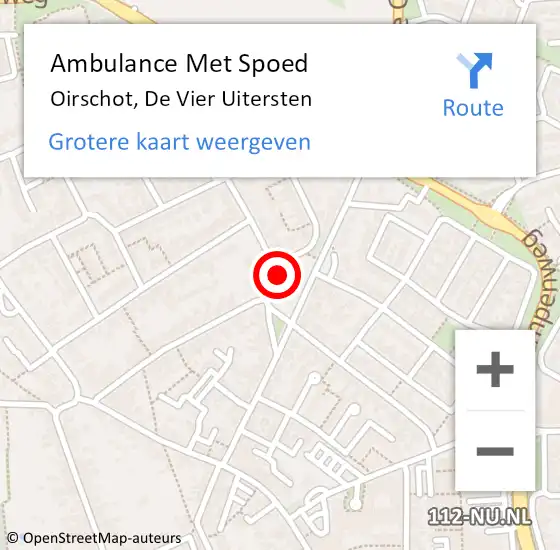 Locatie op kaart van de 112 melding: Ambulance Met Spoed Naar Oirschot, De Vier Uitersten op 7 april 2017 09:33