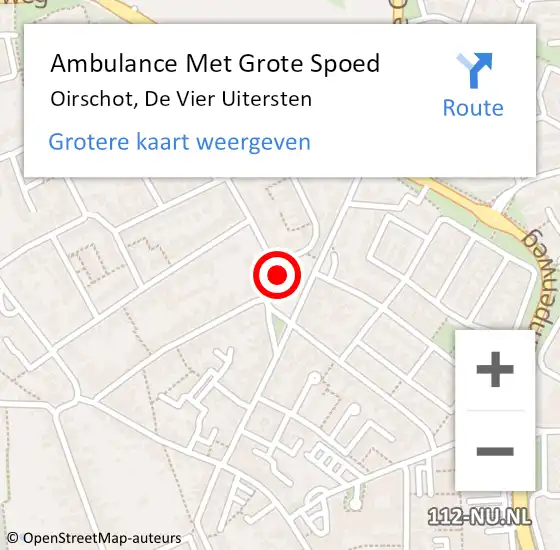 Locatie op kaart van de 112 melding: Ambulance Met Grote Spoed Naar Oirschot, De Vier Uitersten op 7 april 2017 09:34