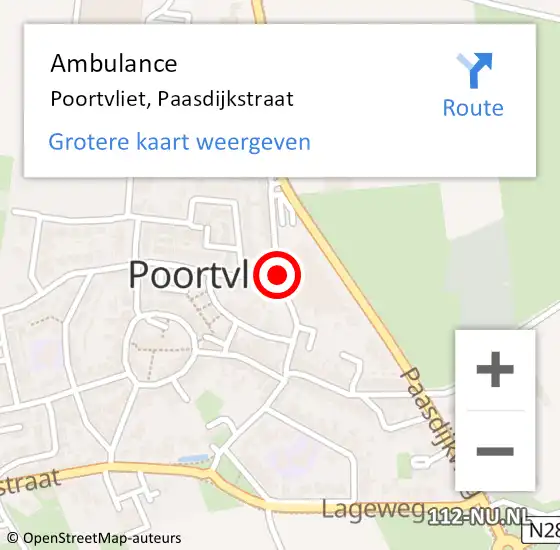 Locatie op kaart van de 112 melding: Ambulance Poortvliet, Paasdijkstraat op 7 april 2017 10:15