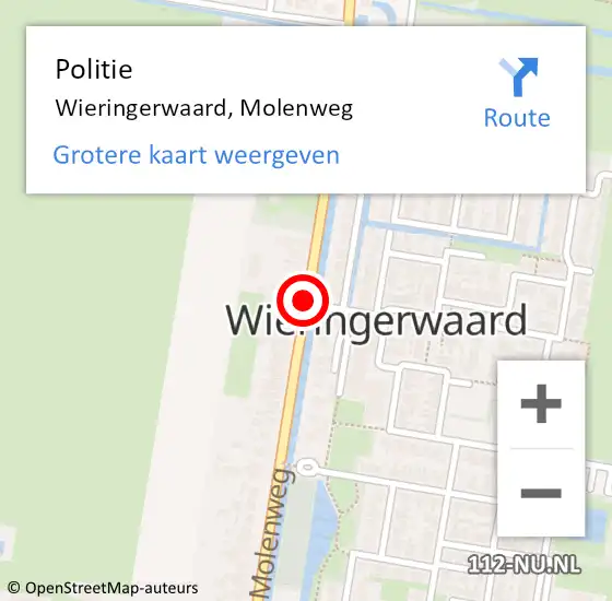 Locatie op kaart van de 112 melding: Politie Wieringerwaard, Molenweg op 7 april 2017 10:25
