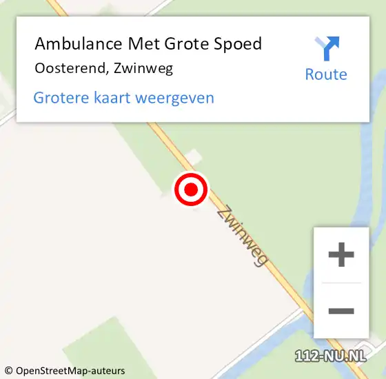 Locatie op kaart van de 112 melding: Ambulance Met Grote Spoed Naar Oosterend, Zwinweg op 7 april 2017 11:45
