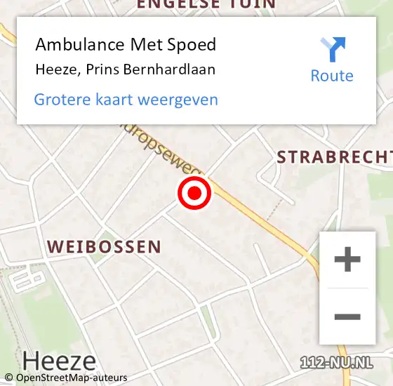 Locatie op kaart van de 112 melding: Ambulance Met Spoed Naar Heeze, Prins Bernhardlaan op 7 april 2017 12:43