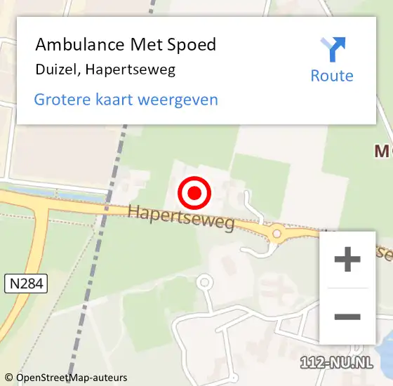 Locatie op kaart van de 112 melding: Ambulance Met Spoed Naar Duizel, Hapertseweg op 7 april 2017 14:22