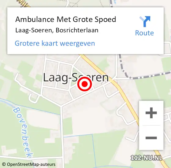 Locatie op kaart van de 112 melding: Ambulance Met Grote Spoed Naar Laag-Soeren, Bosrichterlaan op 7 april 2017 16:54