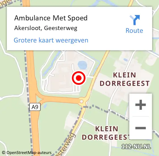 Locatie op kaart van de 112 melding: Ambulance Met Spoed Naar Akersloot, Geesterweg op 7 april 2017 20:29