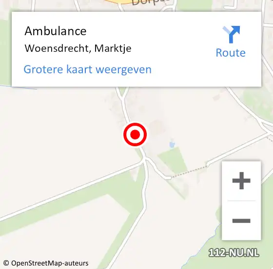 Locatie op kaart van de 112 melding: Ambulance Woensdrecht, Marktje op 8 april 2017 08:41