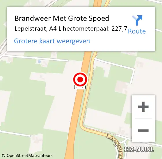Locatie op kaart van de 112 melding: Brandweer Met Grote Spoed Naar Lepelstraat, A4 L hectometerpaal: 227,7 op 8 april 2017 10:38