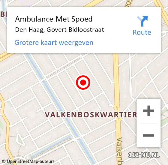 Locatie op kaart van de 112 melding: Ambulance Met Spoed Naar Den Haag, Govert Bidloostraat op 8 april 2017 15:03