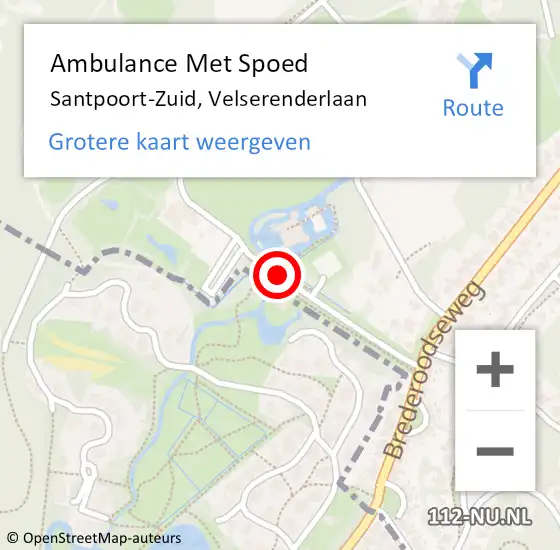 Locatie op kaart van de 112 melding: Ambulance Met Spoed Naar Santpoort-Zuid, Velserenderlaan op 8 april 2017 16:14