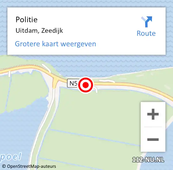 Locatie op kaart van de 112 melding: Politie Uitdam, Zeedijk op 8 april 2017 17:36