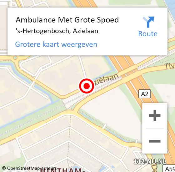 Locatie op kaart van de 112 melding: Ambulance Met Grote Spoed Naar 's-Hertogenbosch, Azielaan op 16 januari 2014 14:31