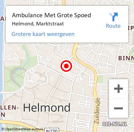 Locatie op kaart van de 112 melding: Ambulance Met Grote Spoed Naar Helmond, Marktstraat op 9 april 2017 02:35