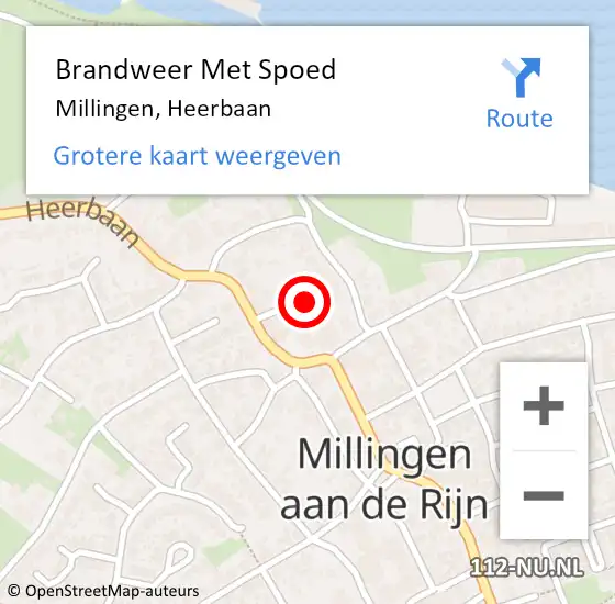 Locatie op kaart van de 112 melding: Brandweer Met Spoed Naar Millingen, Heerbaan op 9 april 2017 09:26