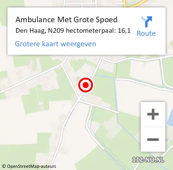 Locatie op kaart van de 112 melding: Ambulance Met Grote Spoed Naar Den Haag, N209 hectometerpaal: 16,1 op 9 april 2017 16:19