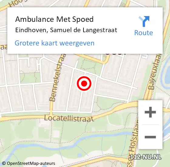 Locatie op kaart van de 112 melding: Ambulance Met Spoed Naar Eindhoven, Samuel de Langestraat op 9 april 2017 17:03