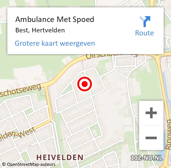 Locatie op kaart van de 112 melding: Ambulance Met Spoed Naar Best, Hertvelden op 10 april 2017 00:39