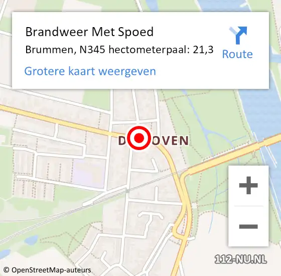 Locatie op kaart van de 112 melding: Brandweer Met Spoed Naar Brummen, N345 hectometerpaal: 21,3 op 10 april 2017 06:42