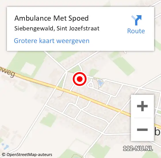 Locatie op kaart van de 112 melding: Ambulance Met Spoed Naar Siebengewald, Sint Jozefstraat op 10 april 2017 16:06