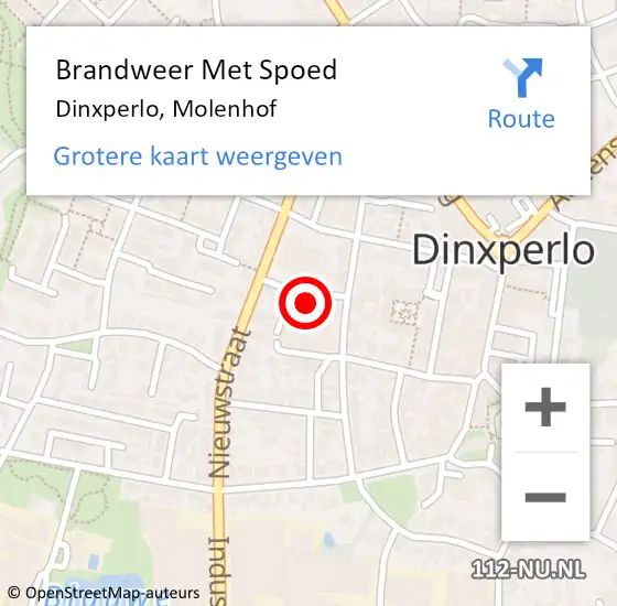 Locatie op kaart van de 112 melding: Brandweer Met Spoed Naar Dinxperlo, Molenhof op 10 april 2017 16:16