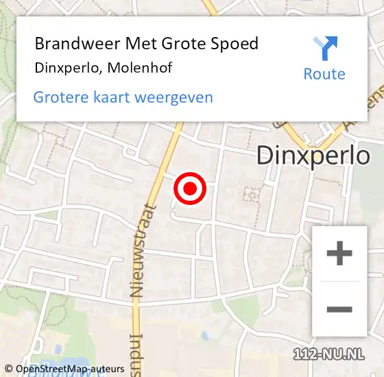 Locatie op kaart van de 112 melding: Brandweer Met Grote Spoed Naar Dinxperlo, Molenhof op 10 april 2017 16:18