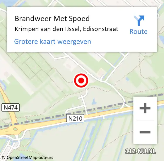 Locatie op kaart van de 112 melding: Brandweer Met Spoed Naar Krimpen aan den IJssel, Edisonstraat op 10 april 2017 16:36