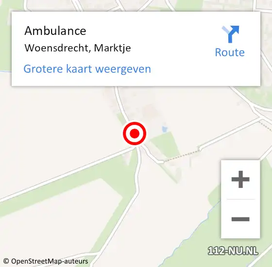 Locatie op kaart van de 112 melding: Ambulance Woensdrecht, Marktje op 10 april 2017 18:40