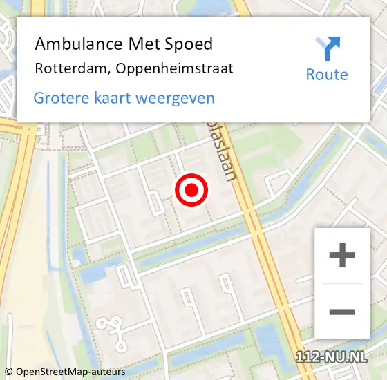 Locatie op kaart van de 112 melding: Ambulance Met Spoed Naar Rotterdam, Oppenheimstraat op 10 april 2017 19:18