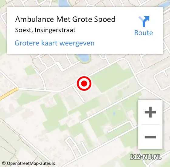 Locatie op kaart van de 112 melding: Ambulance Met Grote Spoed Naar Soest, Insingerstraat op 10 april 2017 19:52